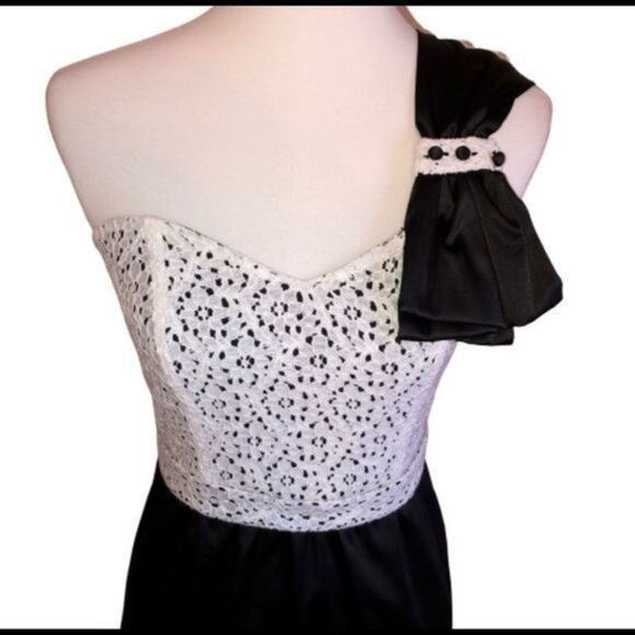Judith March One Shoulder Satin Lace Dress Small - Picture 4 of 7